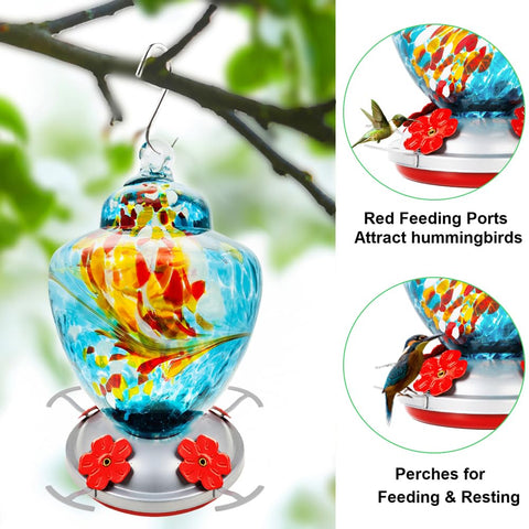 REZIPO hummingbird feeder wide-mouth reservoir simplifies refilling and cleaning.