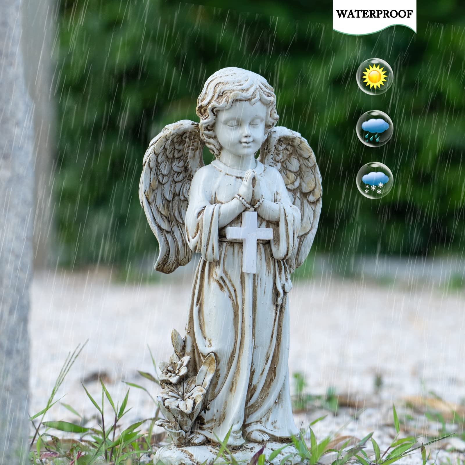 Rezpuao garden memorial angel evokes remembrance in the yard.