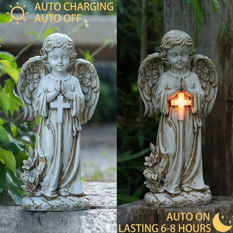 Rezpuao resin praying angel figurine for patio and yard.