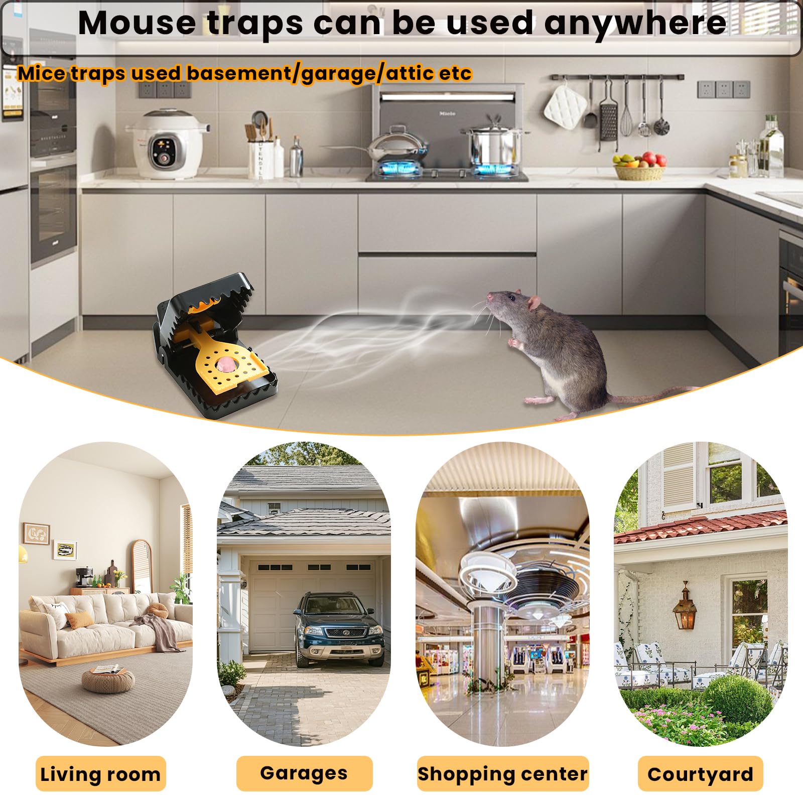 RGBRW reusable six-small and two-large trap set with clip for organization.
