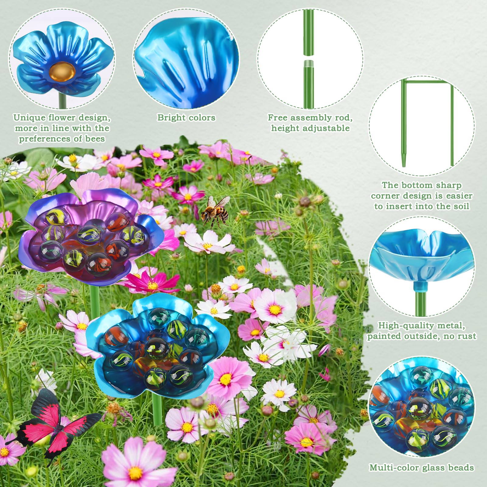 RGJ bee watering station detachable stakes enables flexible outdoor setup