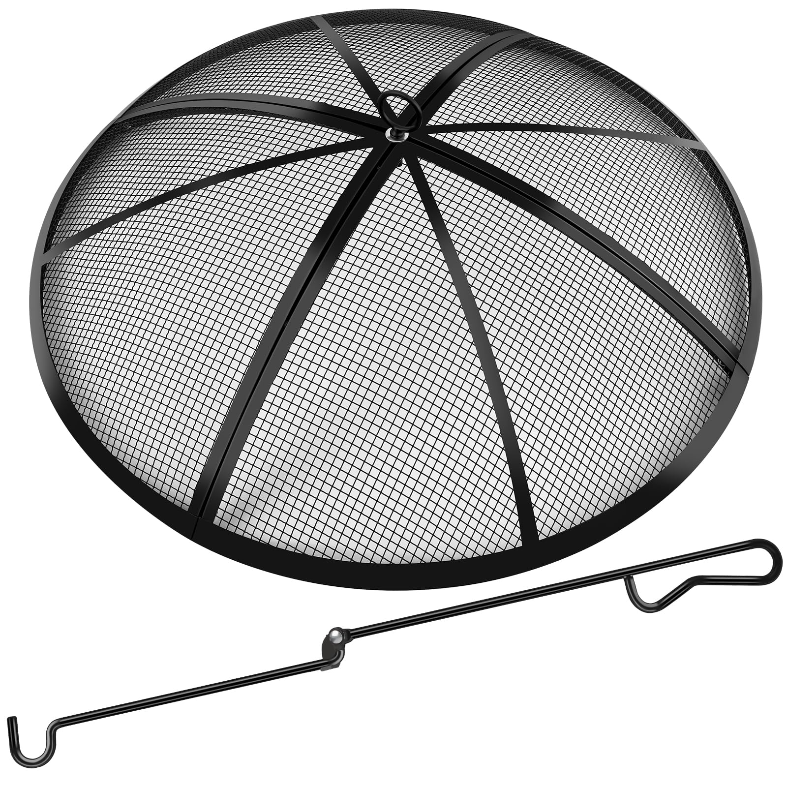 RGJ 22-inch round spark screen with handle for safer outdoor fires.