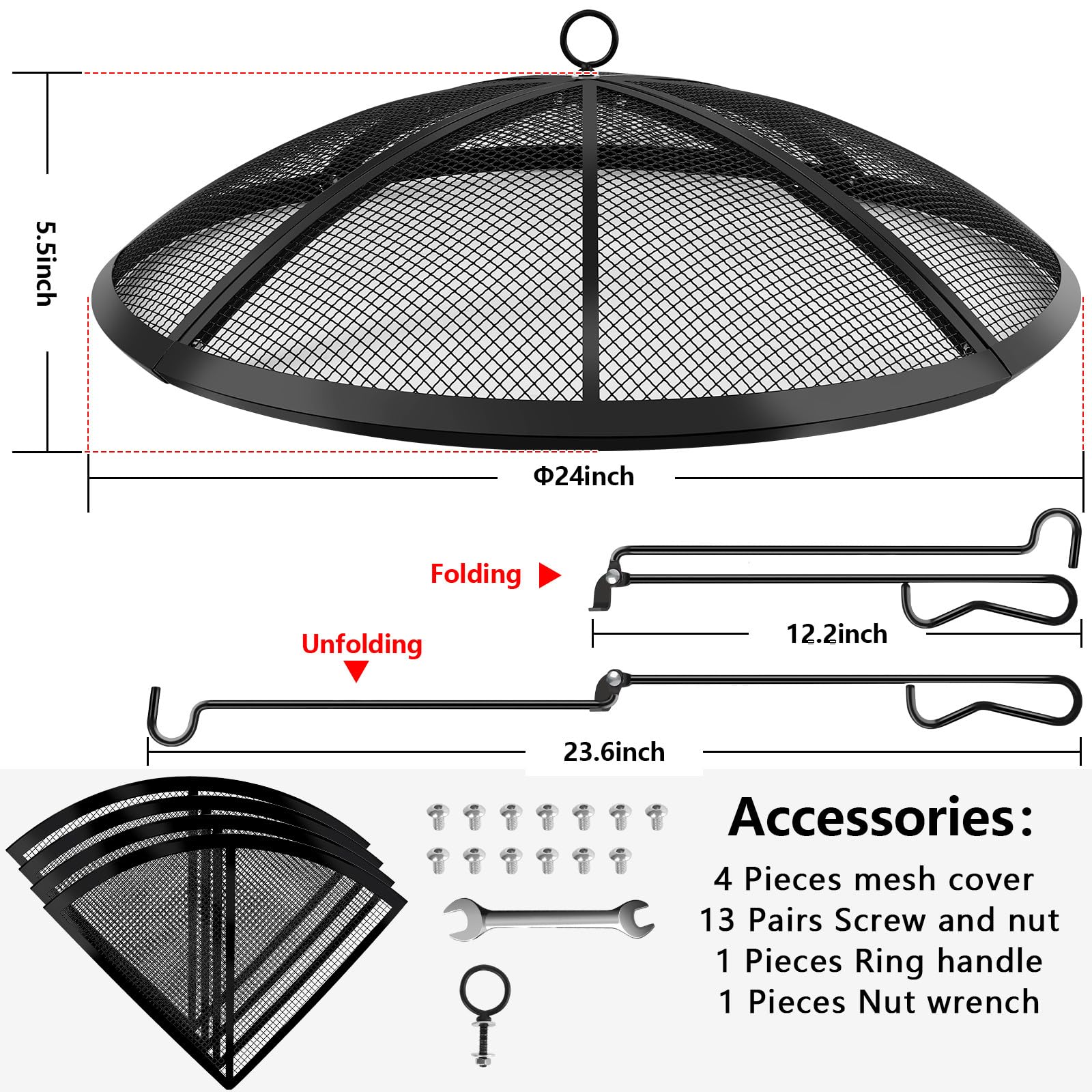 RGJ close-up of stainless steel mesh and 12 support rods for heat resistance and durability.