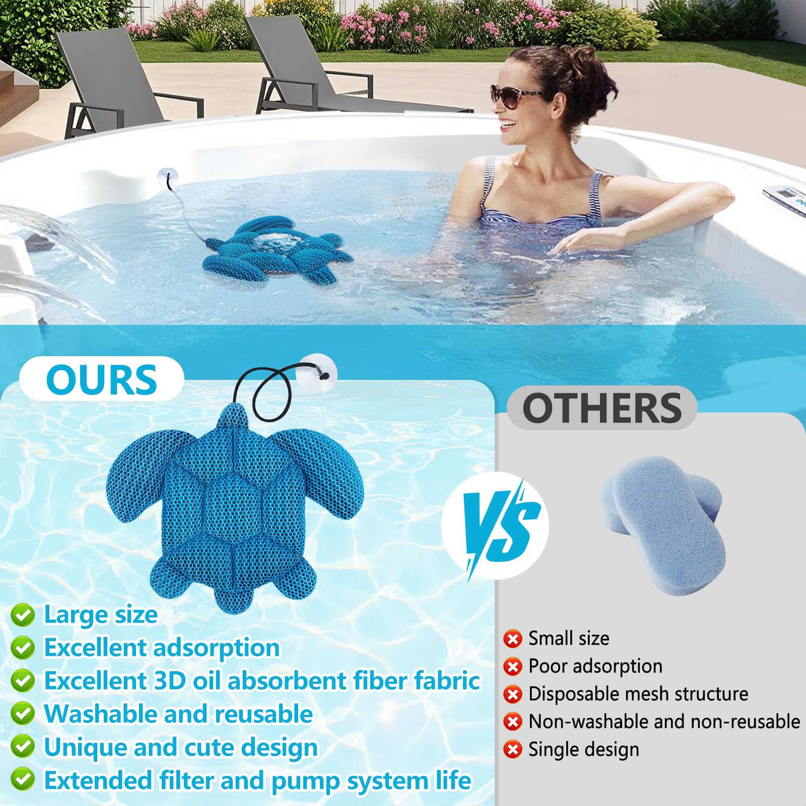 RGJ hot tub absorber suction cup attachment shown on tub wall