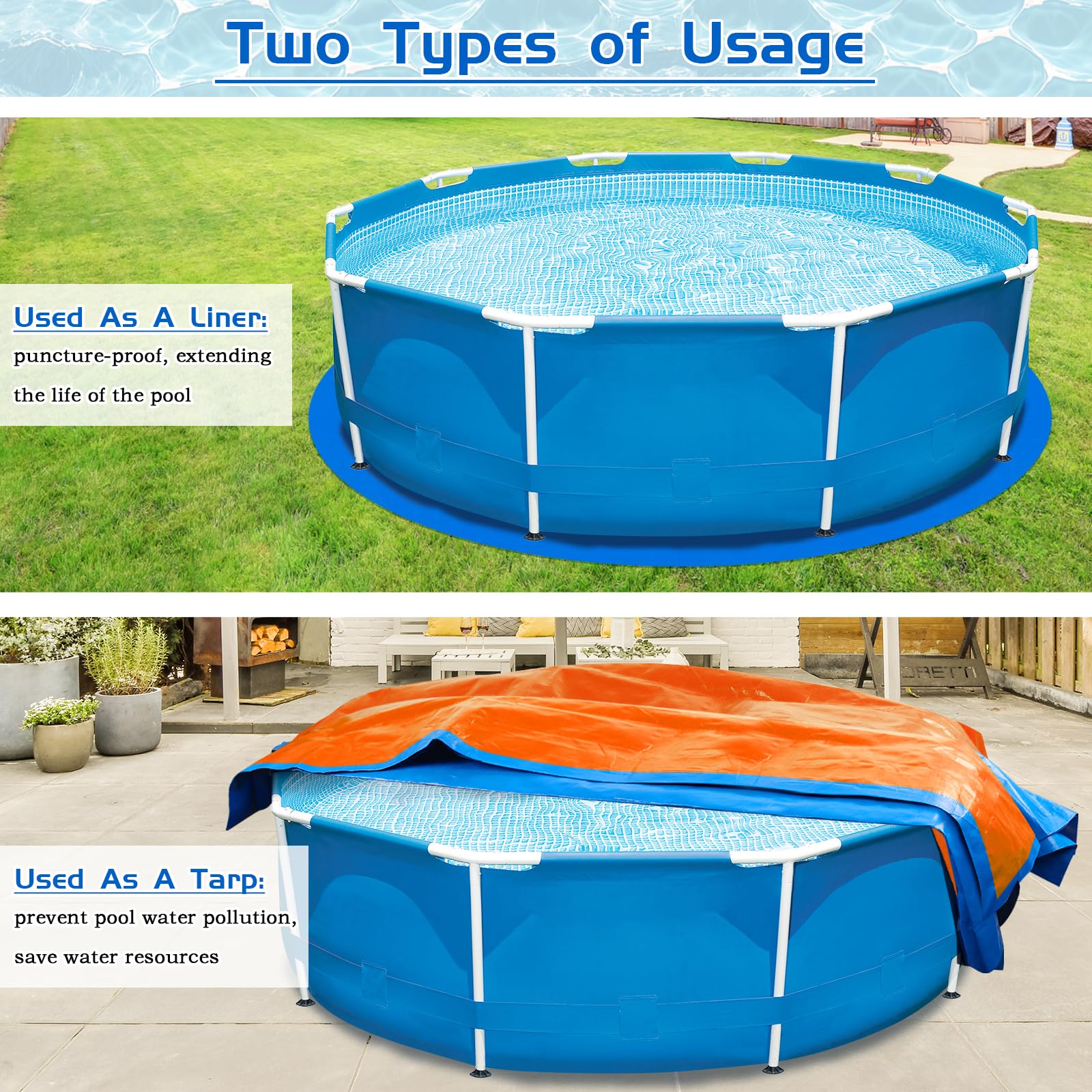 RGJ multiple shapes and sizes pool ground cloth options