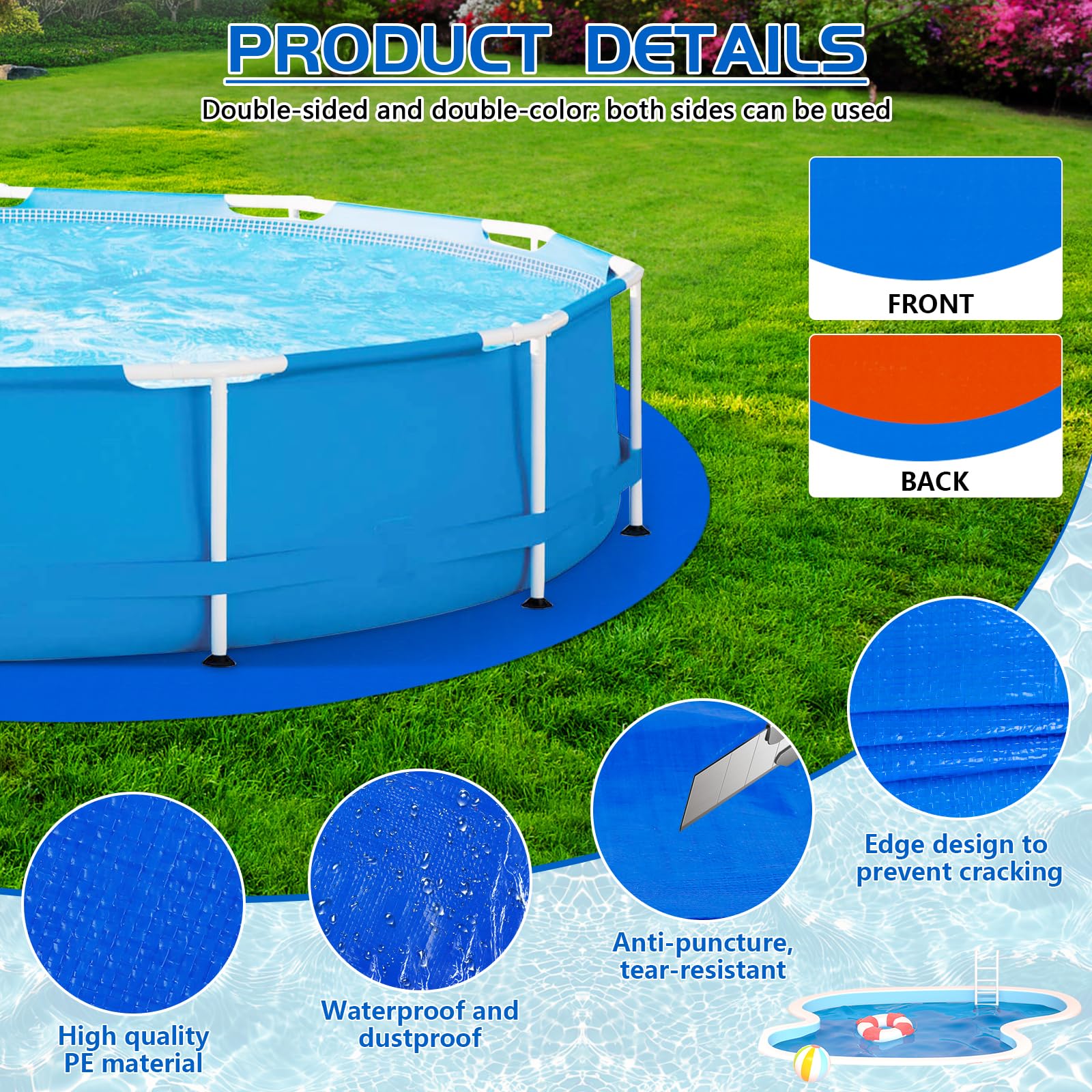 RGJ pool mat orange back side for visibility and versatility