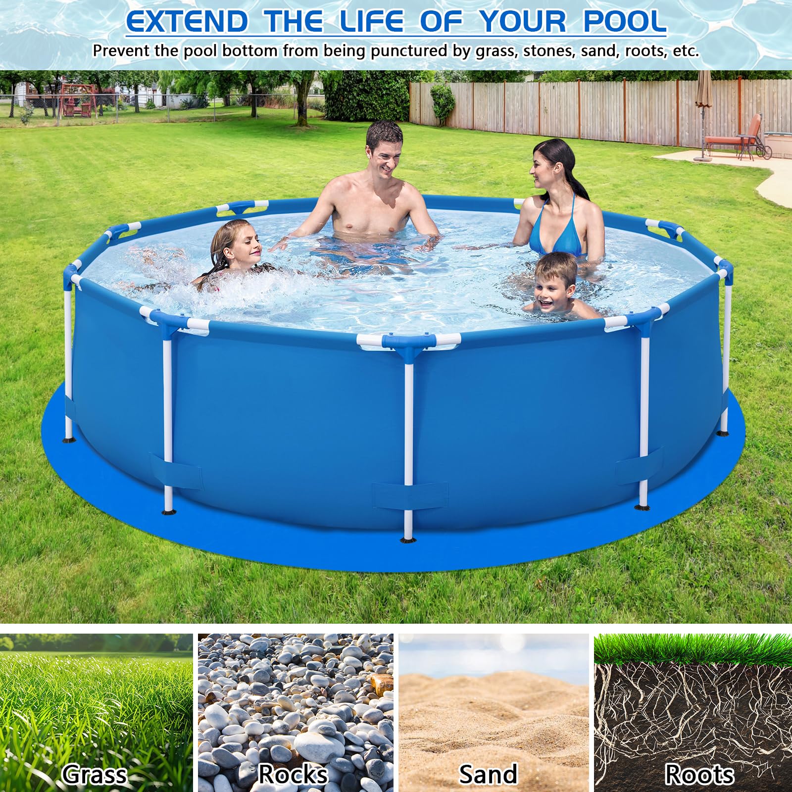 RGJ pool liner pad folded for compact storage after use