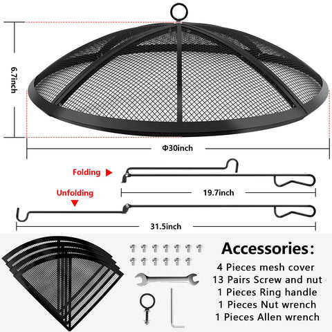 RGJ stainless steel screen with 12 support rods provides durability and heat resistance.