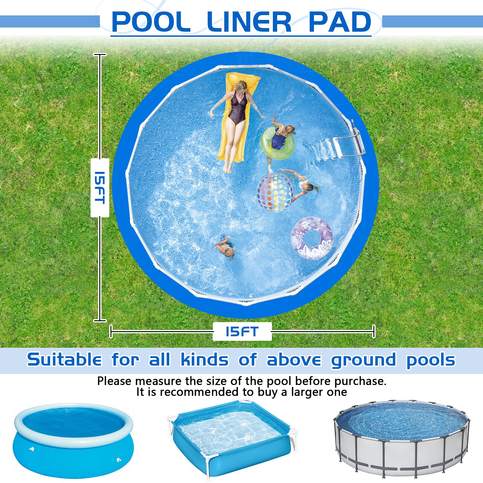 RGJ thickened PE pool mat close-up highlighting puncture resistance and wear durability.