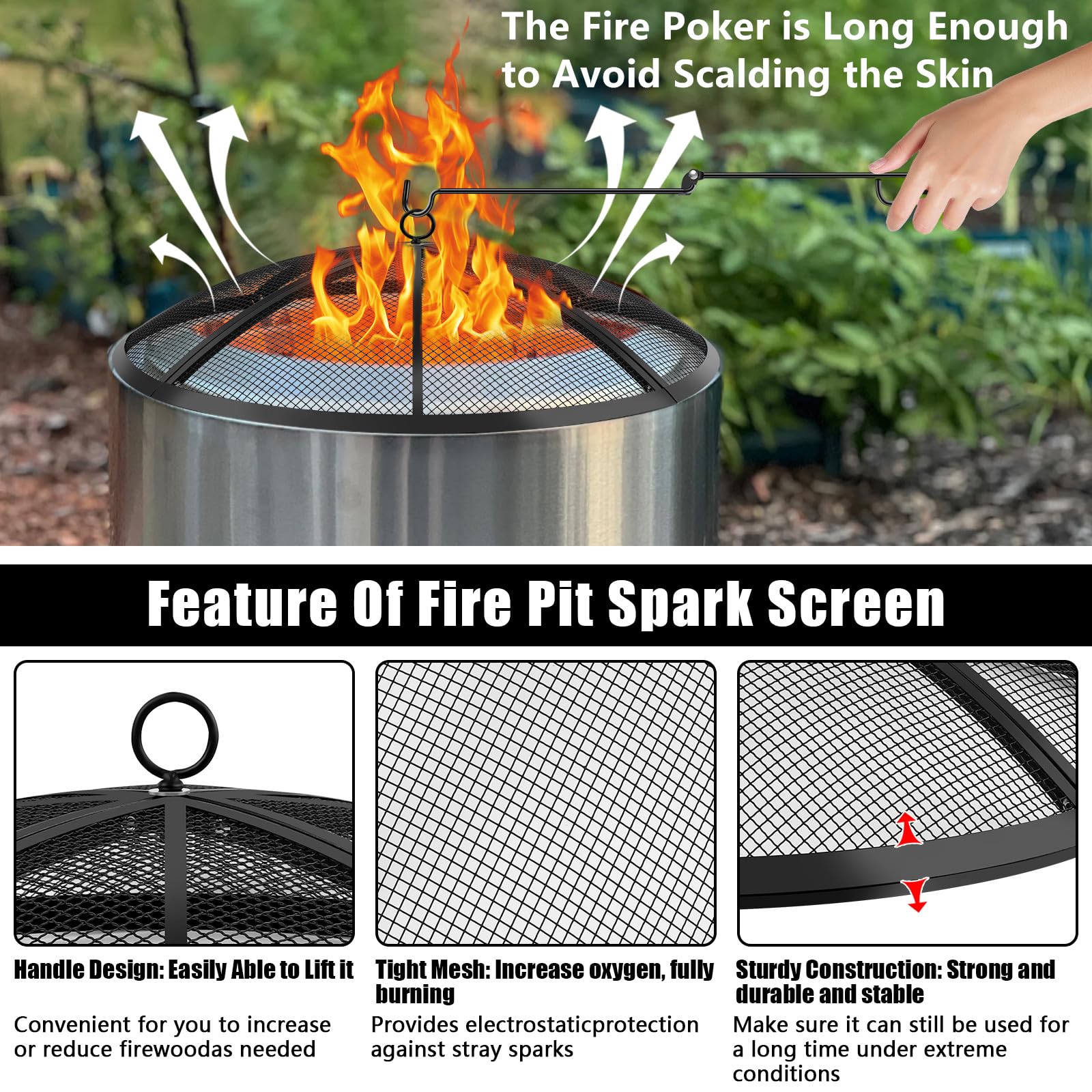 RGJ tight mesh prevents sparks while ensuring ample ventilation for a steady flame.