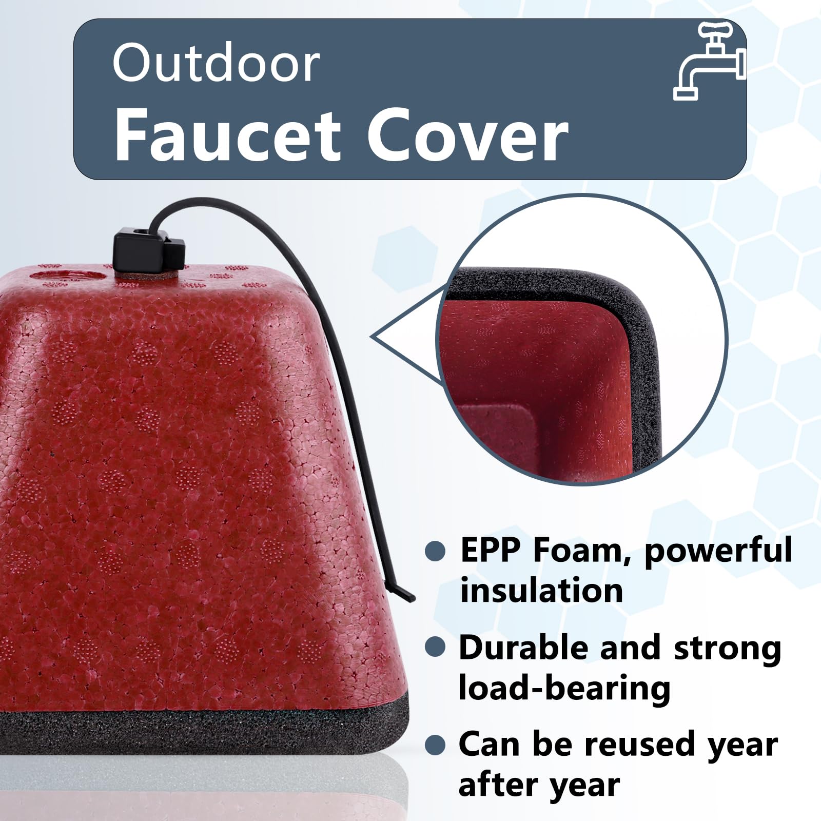 Two-pack RGJ faucet covers displayed for packaging and storage