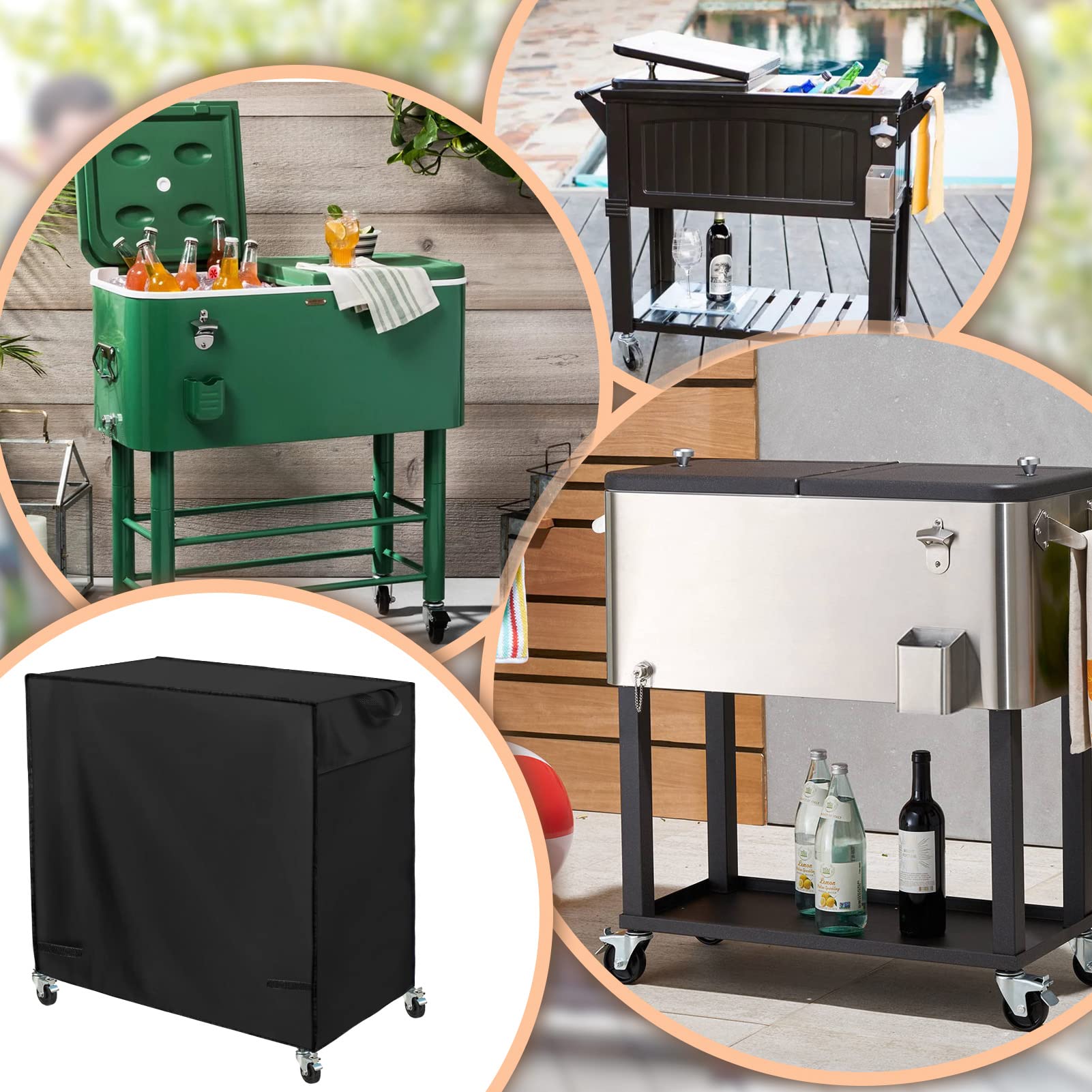 RGQSUN all-weather protection shields outdoor furniture from sun, rain, and dust.