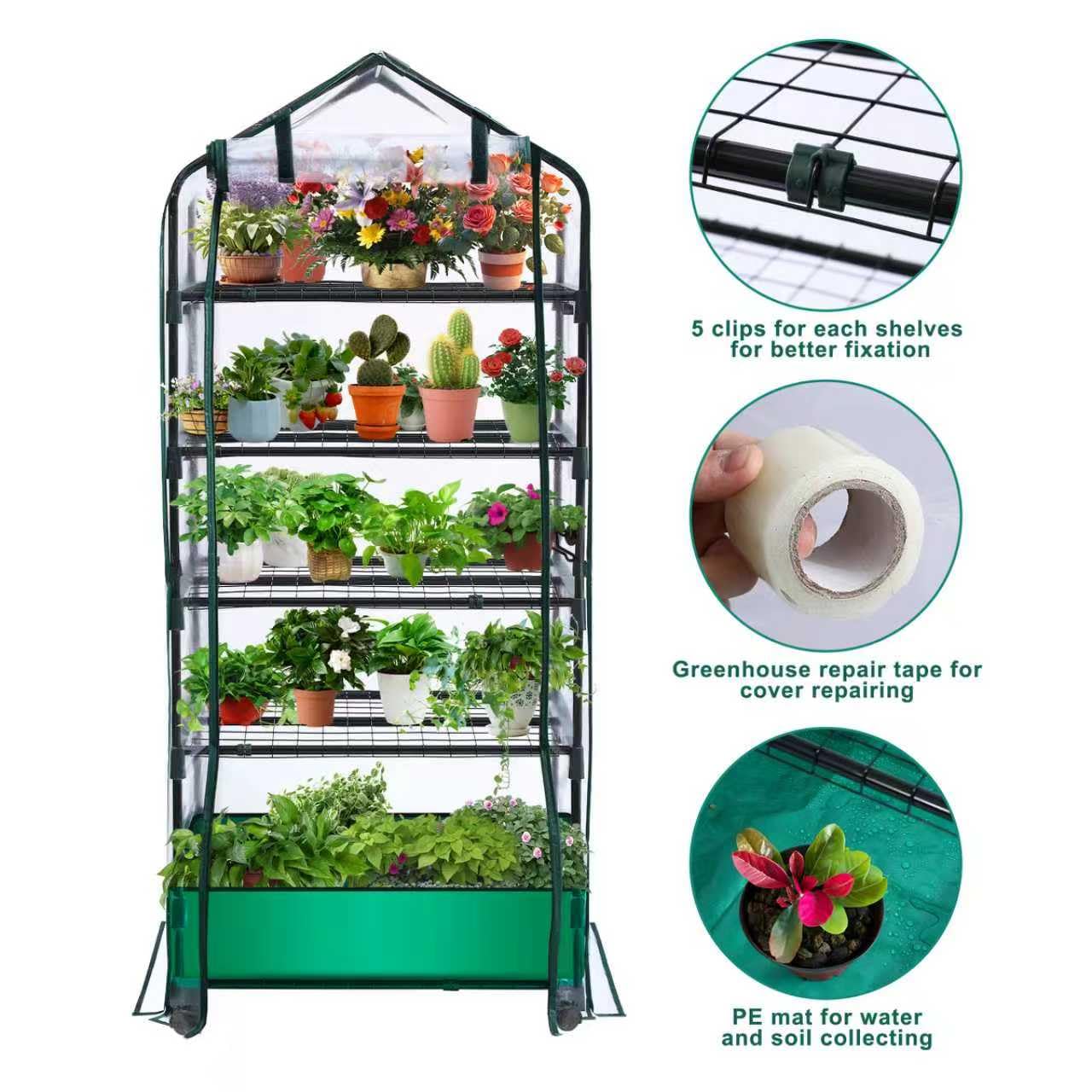 RHAHA removable PE tray mat catches runoff for cleaner floors