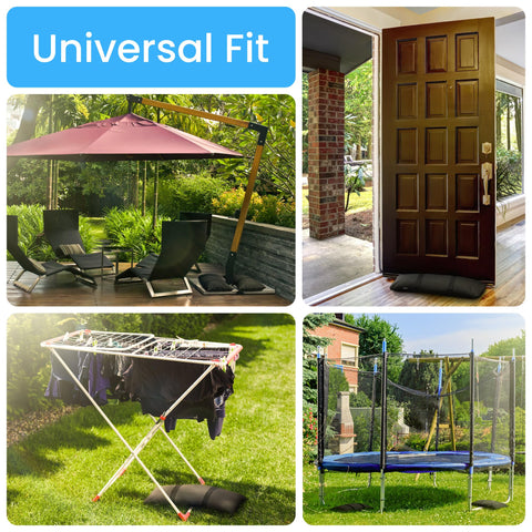 Rhino BaseMate fillable sandbags for secure outdoor umbrella bases.