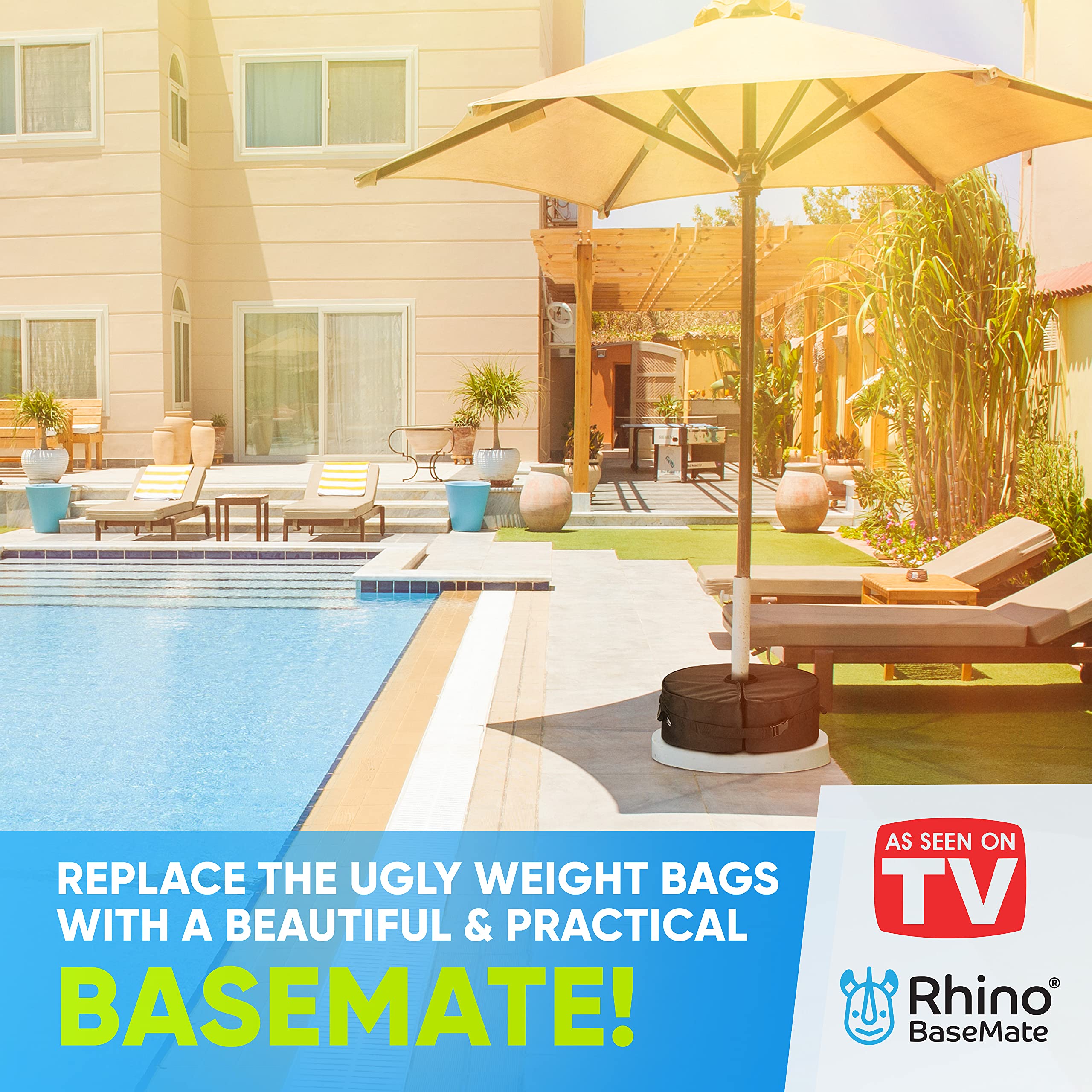 Rhino BaseMate weather-ready base withstands sun, water, and frost.
