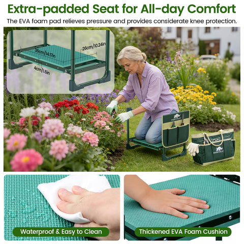 Rhino Valley 2-in-1 garden seat switching between kneeling and sitting