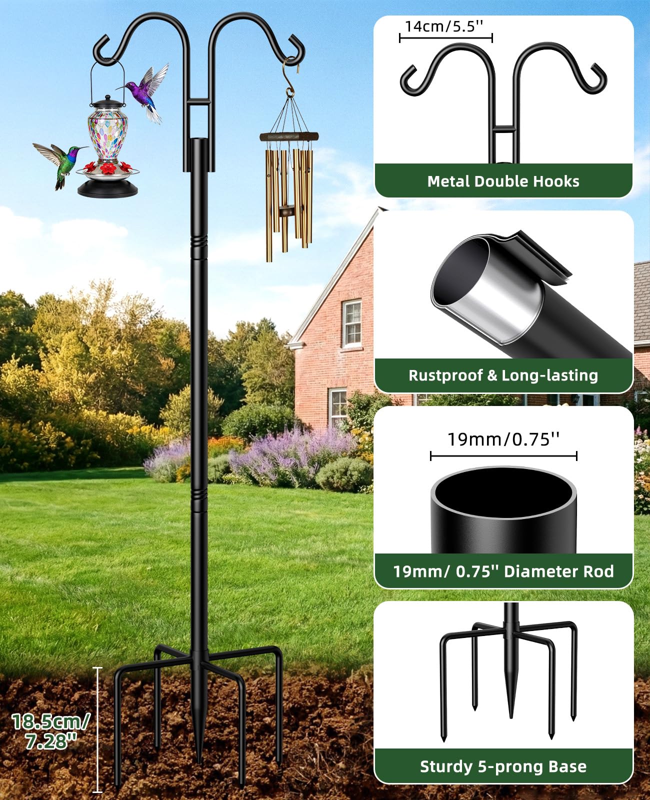 Rhino Valley five-prong base design provides stable support in windy conditions.