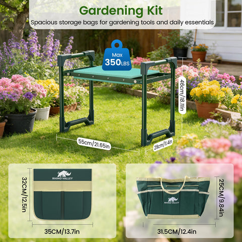 Foldable garden stool by Rhino Valley for easy transport