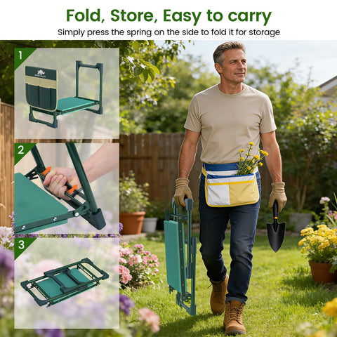 Sturdy iron frame of Rhino Valley garden kneeler supports up to 350 pounds