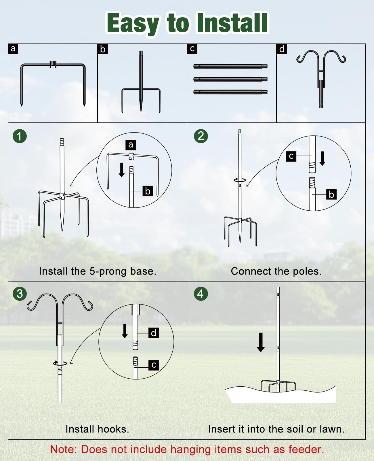 Rhino Valley versatile outdoor decor for hanging feeders, lights, wind chimes, and more.
