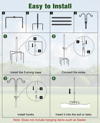 Rhino Valley versatile outdoor decor for hanging feeders, lights, wind chimes, and more.