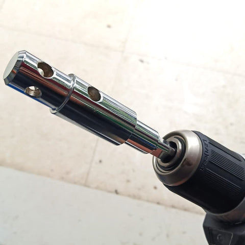 Rhking long shank improves clamp security when attached to a power drill.