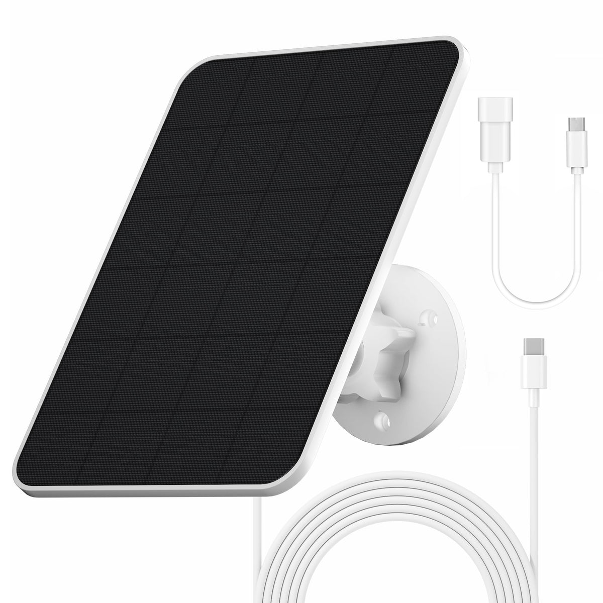 Rhorawill solar panel showing compatibility with outdoor Eufy cameras for power.