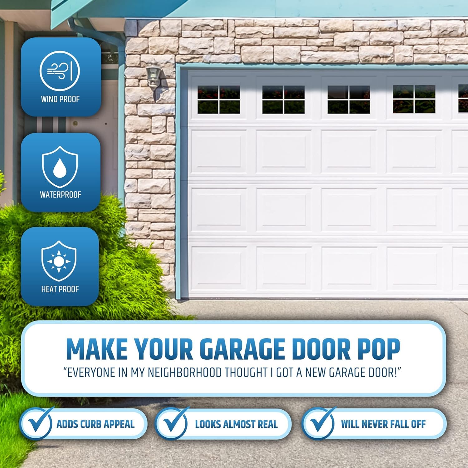 RHULKRUI 6x4 inch panel emphasizes realistic garage door styling.