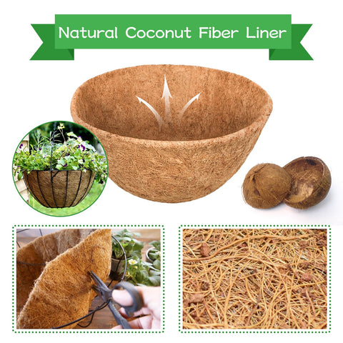 Riare 14-Inch Coco Liner depth 5.5in, thick and sturdy for durable garden setups.