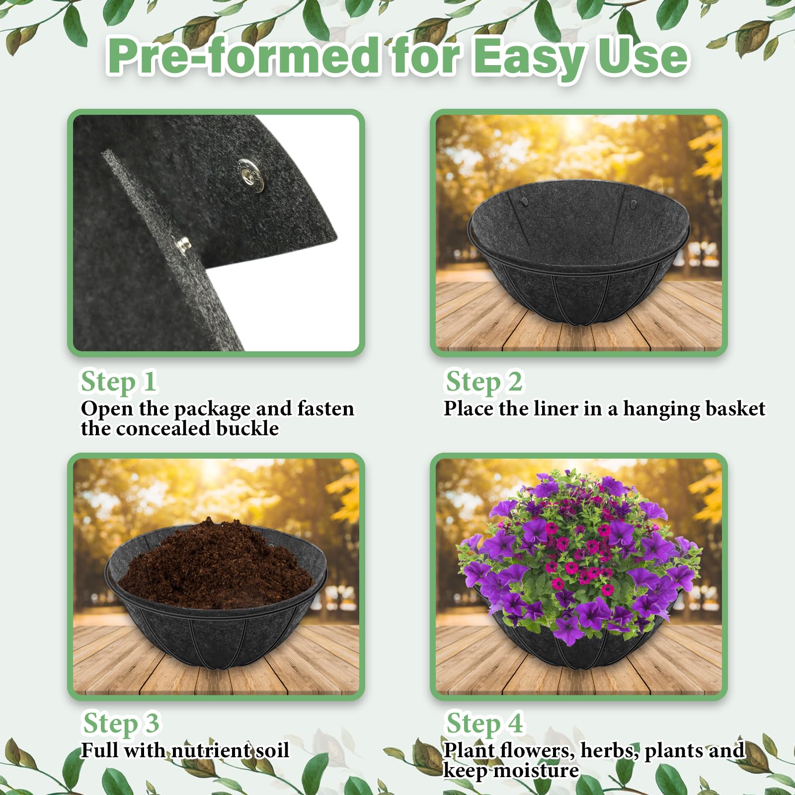 Riare liner with drainage holes supports soil moisture and oxygen.