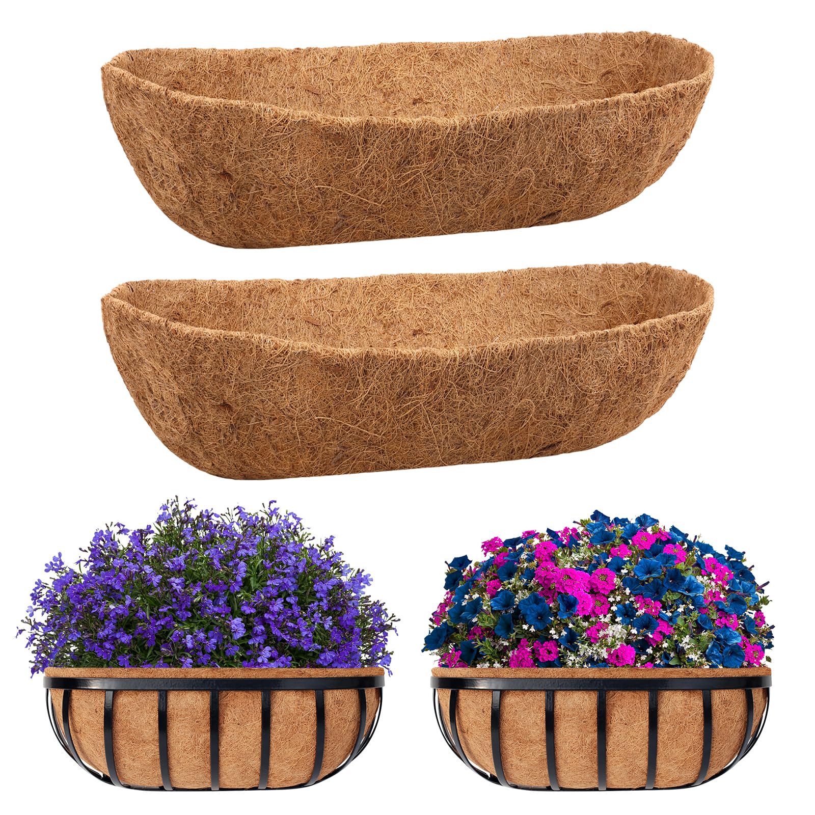 Riare 2-pack trough liner in natural coconut coir for durable, breathable planter support.