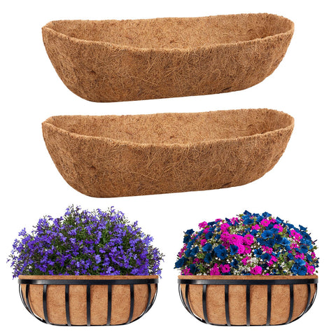 Riare 2-pack trough liner in natural coconut coir for durable, breathable planter support.