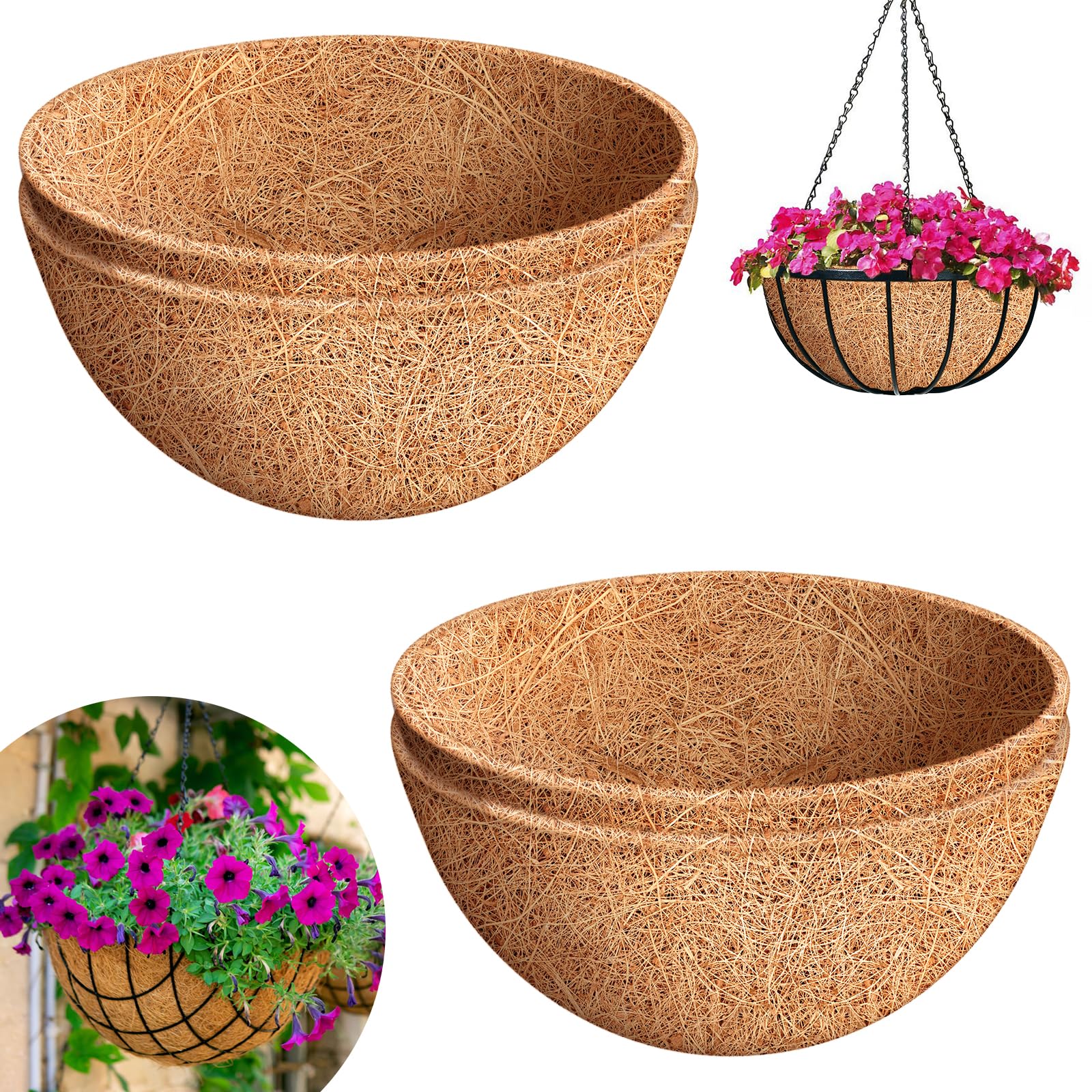 Riare 20-inch round coco liner for baskets enhances airflow and moisture retention.