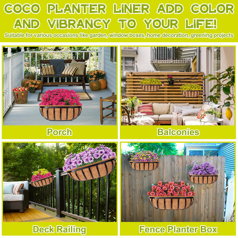 Decorative balcony planter with Riare liner and vibrant blooms.