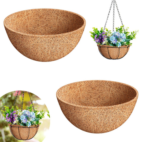 Riare 2-pack coco liners 10-inch round, durable natural coir for hanging baskets.