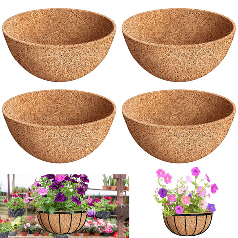 Riare 4-pack coco liners for round baskets, boost airflow for healthy roots.