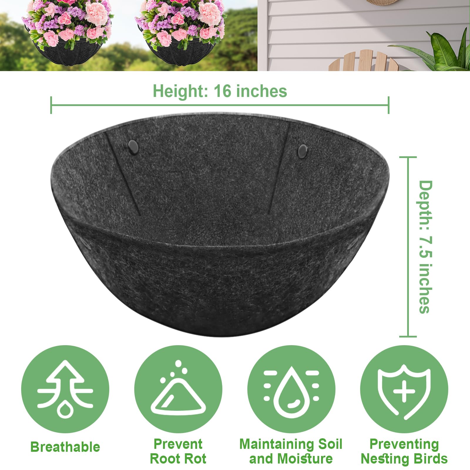 Riare 4 Pack liner inside view highlighting breathable design for plant roots.