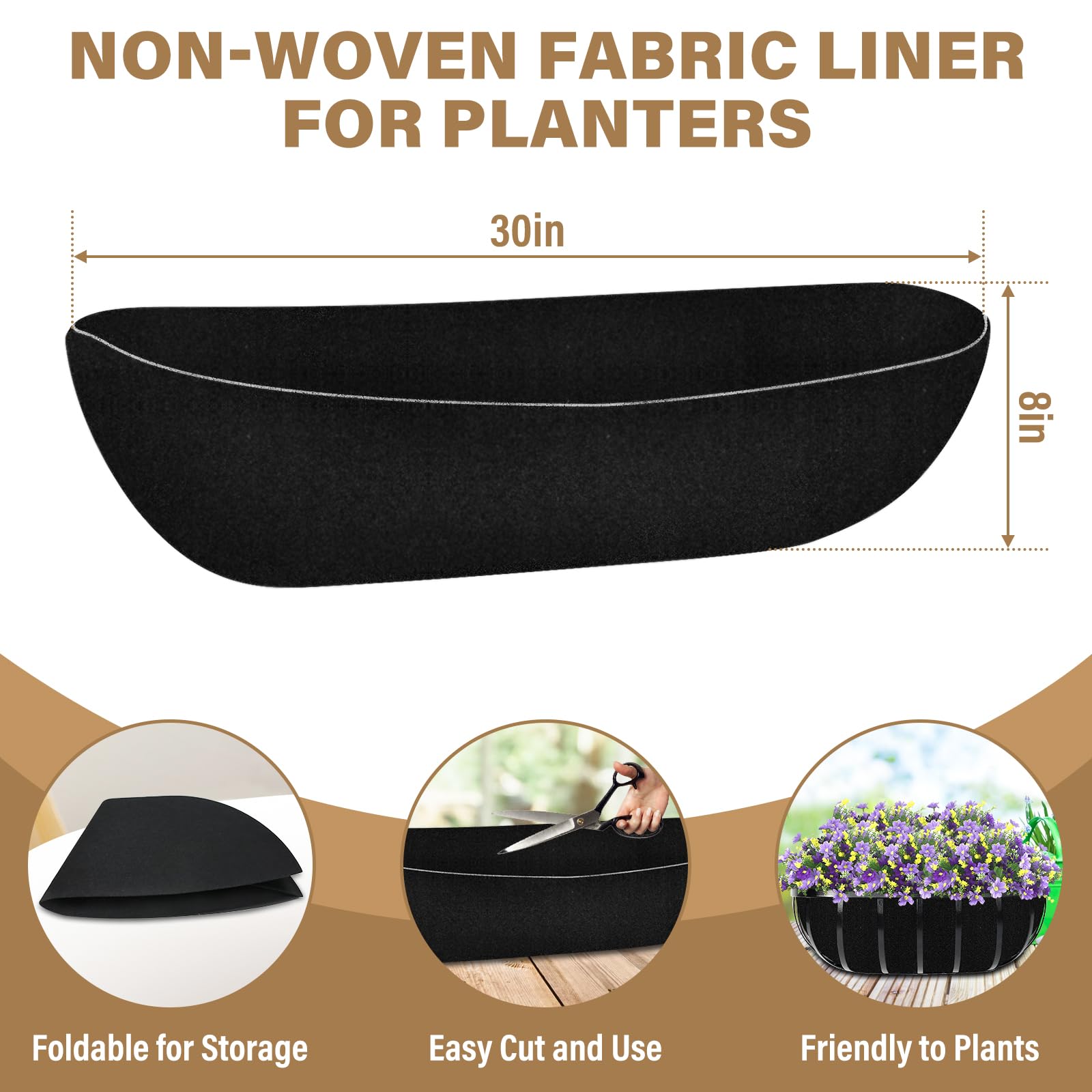 Riare liner placed in a hanging basket showing a neat, secure soil base.