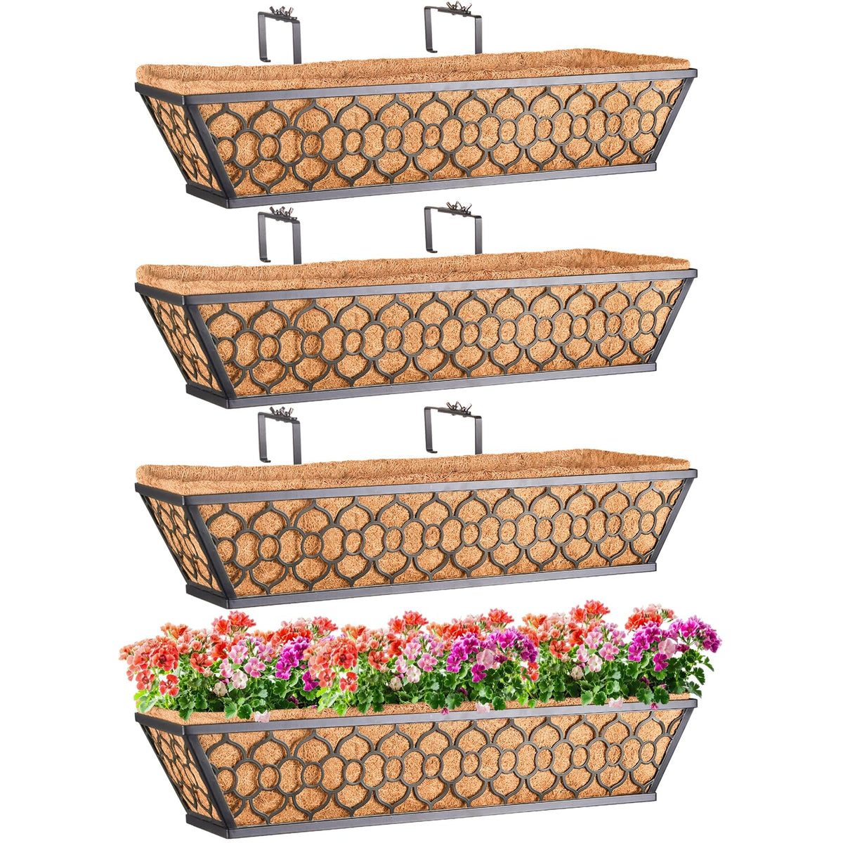Riare 4-pack window planters with coco liner add vibrant greenery to porches