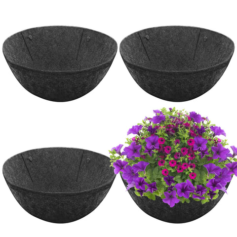 Riare 4-pack liner for 14-inch hanging basket, durable non-woven fabric resists wear.