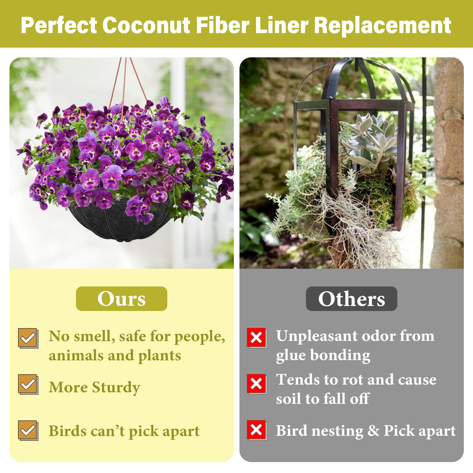 Riare anti-bird nesting design keeps the planter neat.
