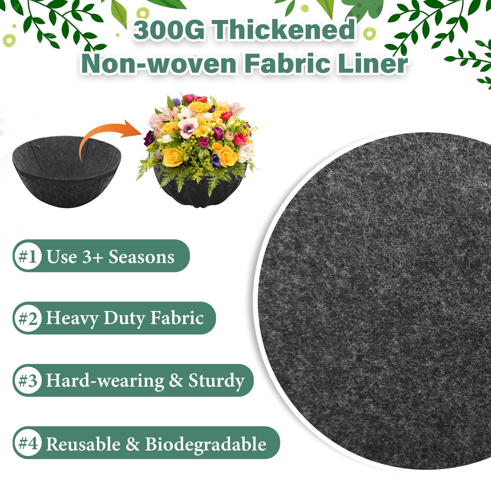 Riare anti-bird-nesting liner prevents birds from nesting in baskets