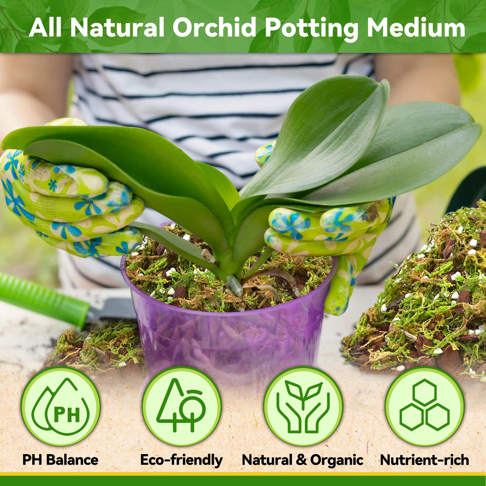 Riare bark components for epiphytic orchids supporting strong air flow.