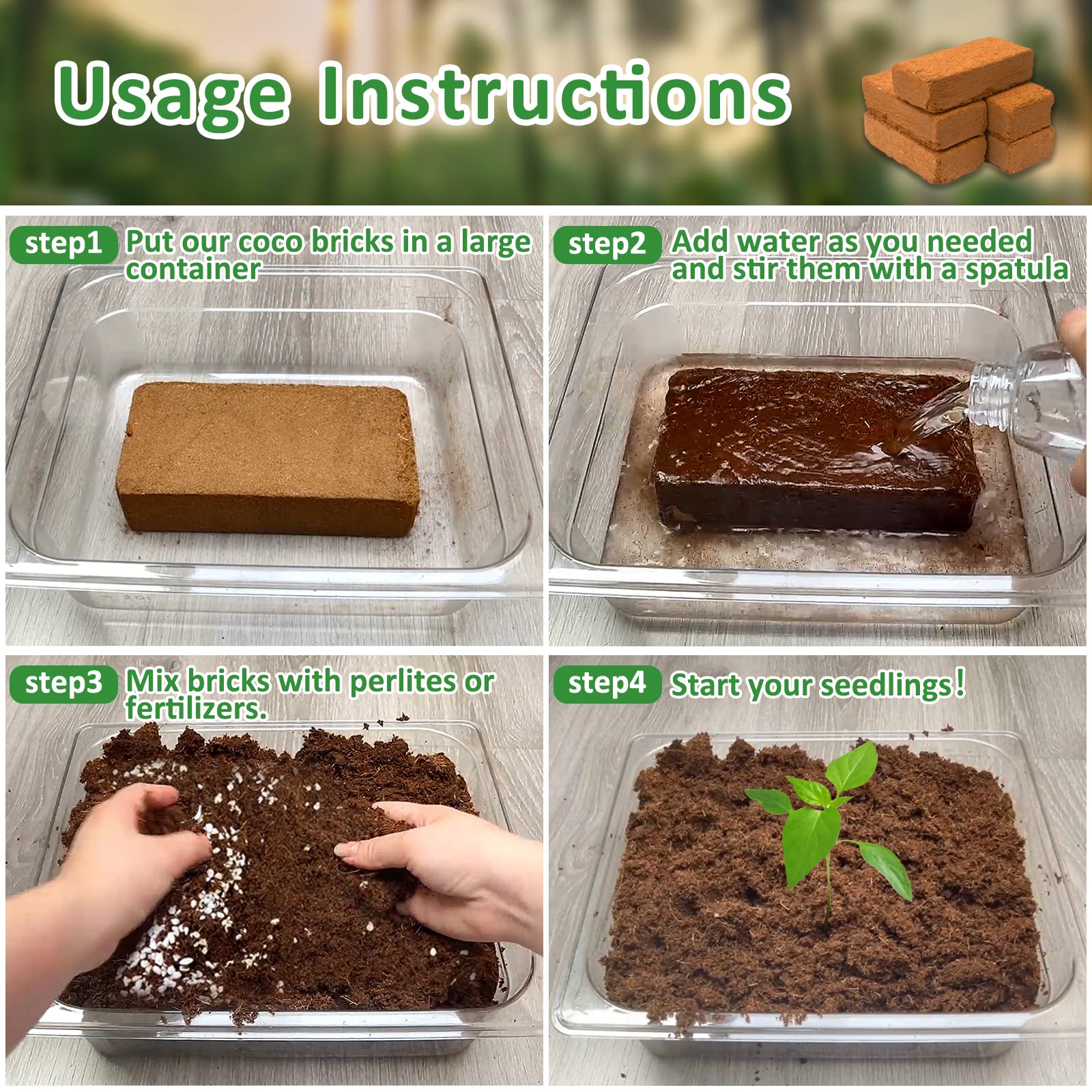 Riare bricks expand when hydrated to create ready-to-use soil