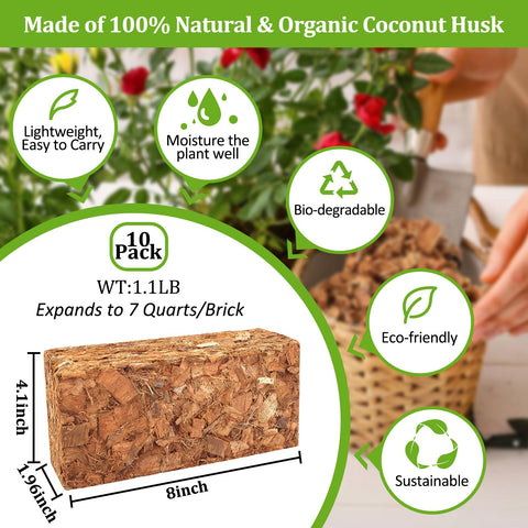 RiAre Coco Chips brick expands when soaked to seven quarts of substrate.