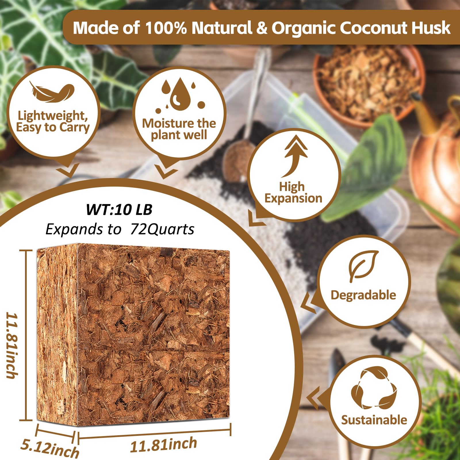 Riare coco chips bricks expansion ready for soil mix