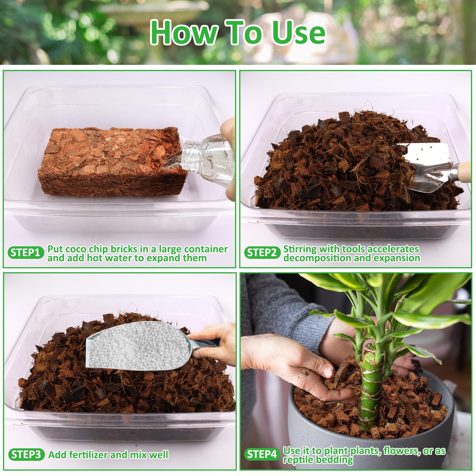 Riare Coco Chips bricks retain moisture while providing root oxygen.