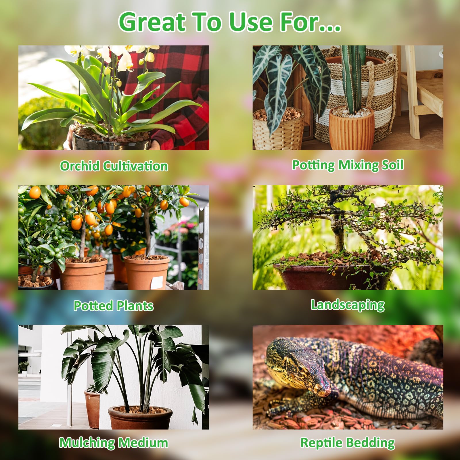Riare Coco Chips bricks mulch for indoor and outdoor containers.