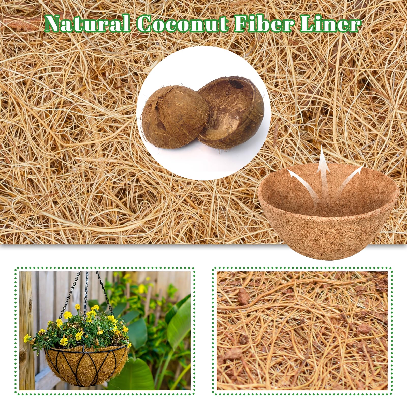 Riare thick coco liner close-up shows sturdy, breathable material.