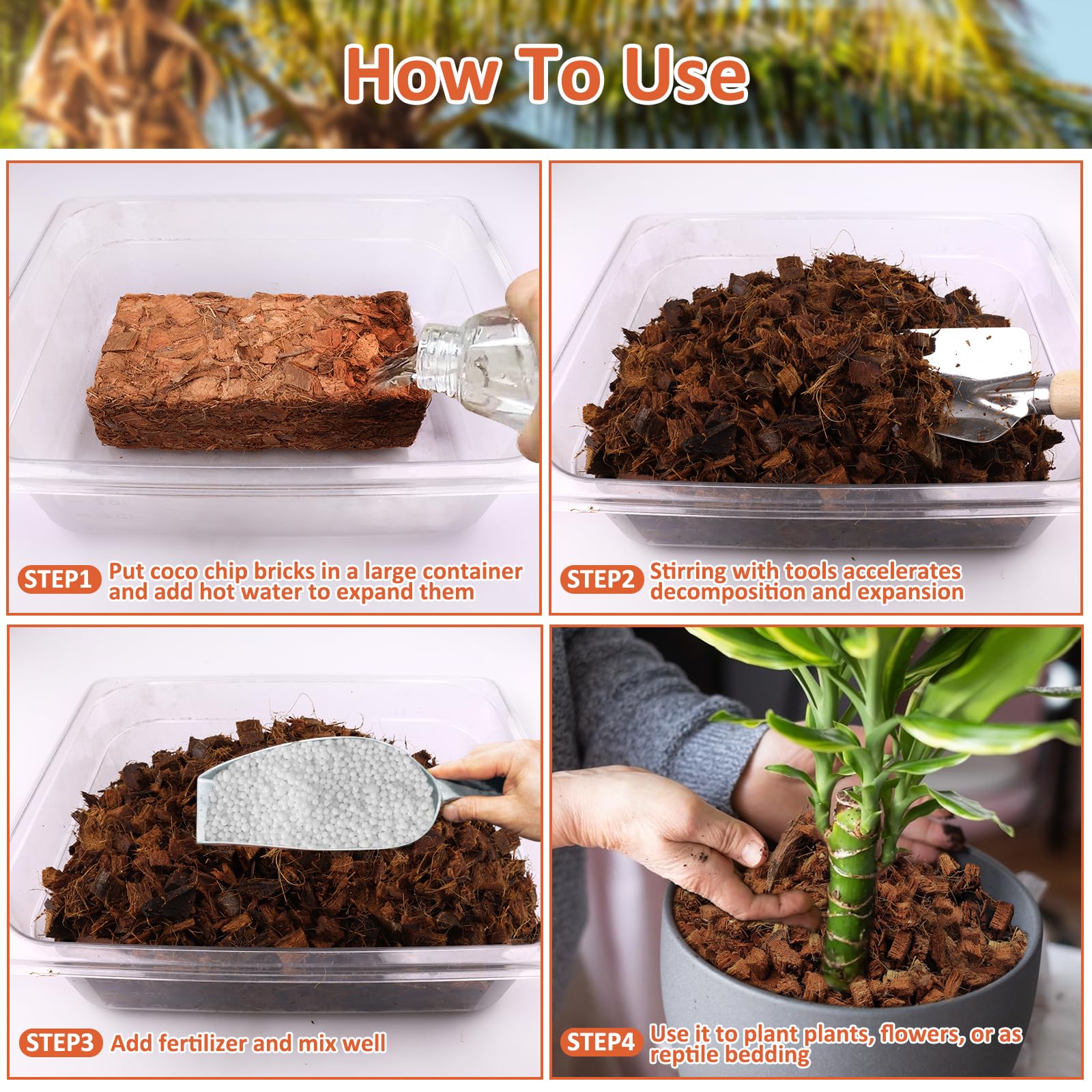 Riare coco husk substrate used as mulch for indoor plants